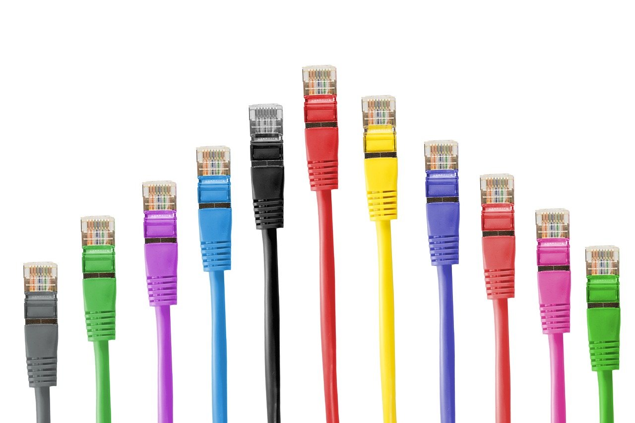 Home Coloured network cables laid out